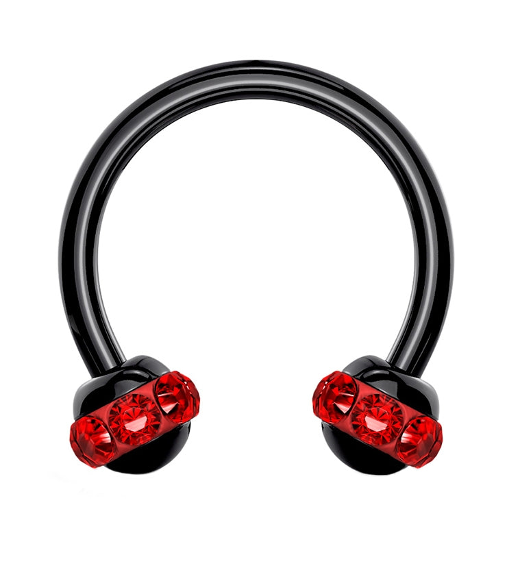 Red Gem Orb Black Circular Barbell