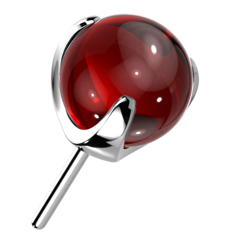 Red Glass Claw Titanium Threadless Top