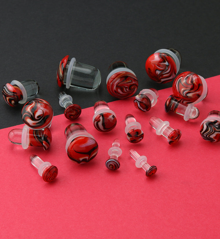 Red Haze Single Flare Glass Plugs