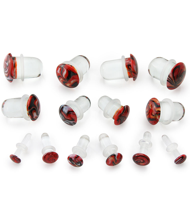 Red Haze Single Flare Glass Plugs