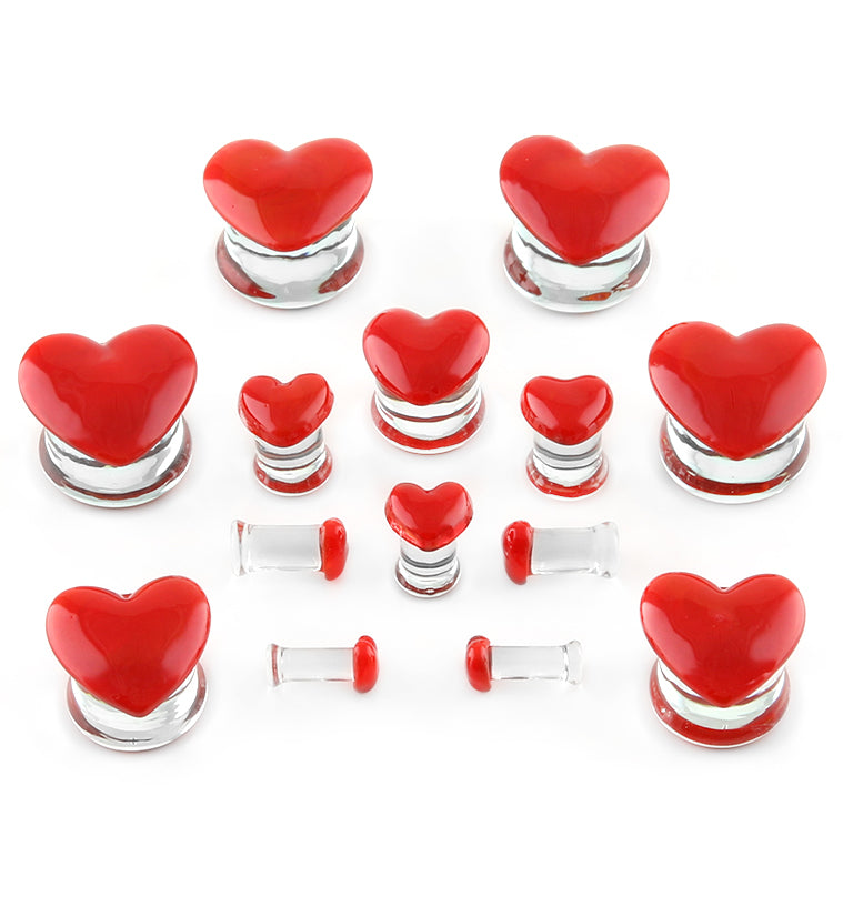 Red Heart Glass Plugs