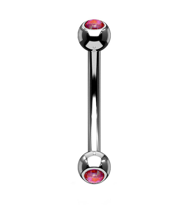 Red Double Opal Stainless Steel Curved Barbell