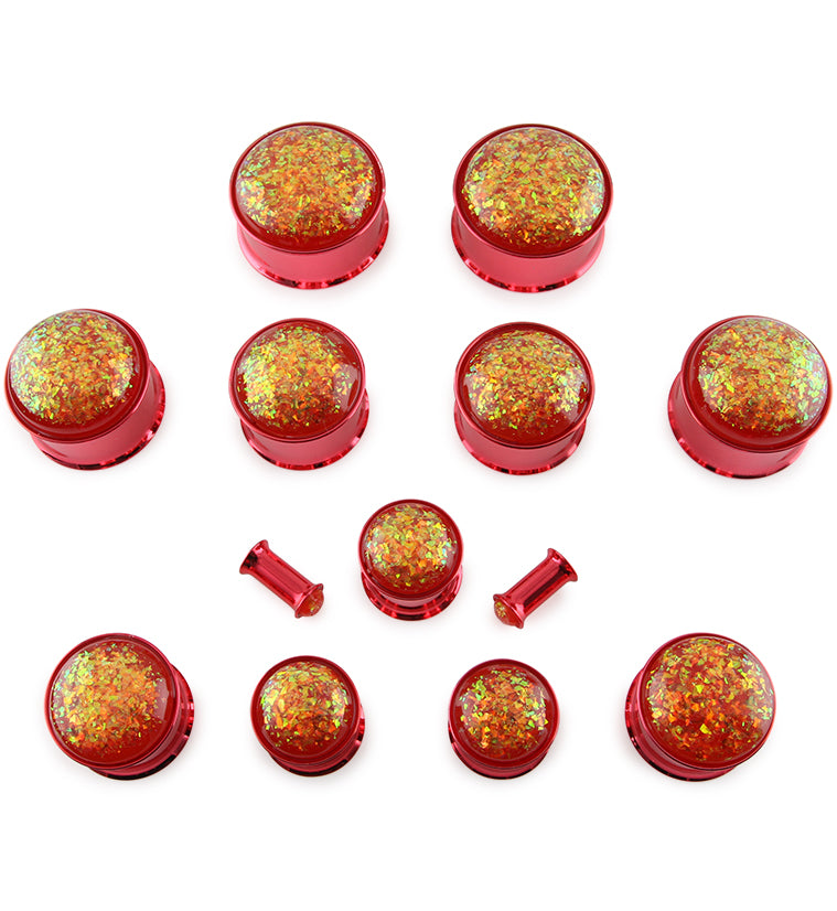 Red Opalite Flash PVD Stainless Steel Plugs