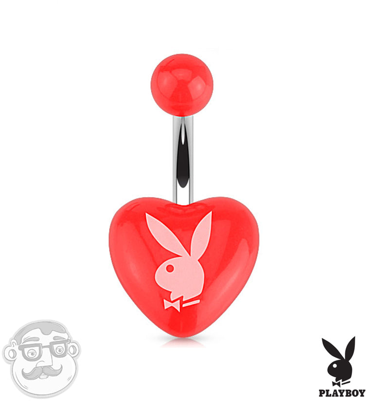 Red Playboy Bunny Heart Belly Button Ring