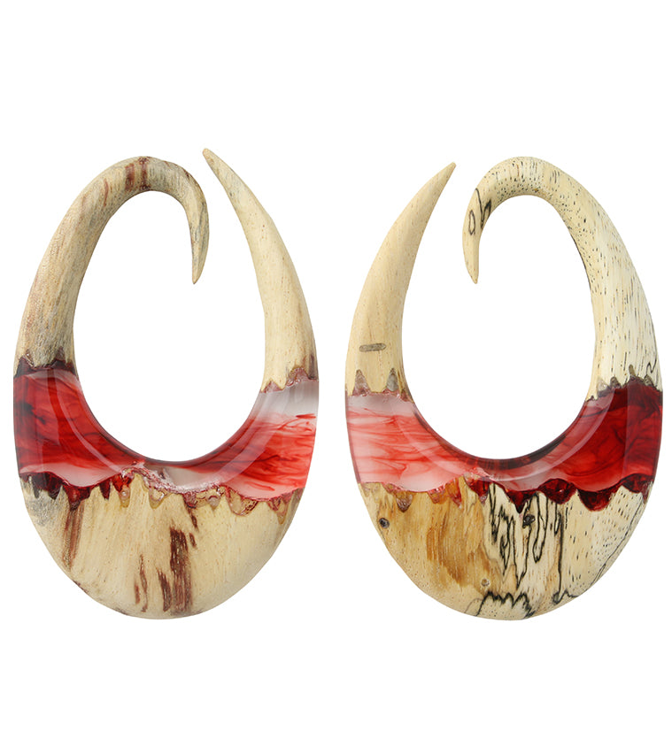 Red Resin Ellipse Tamarind Wood Ear Weights