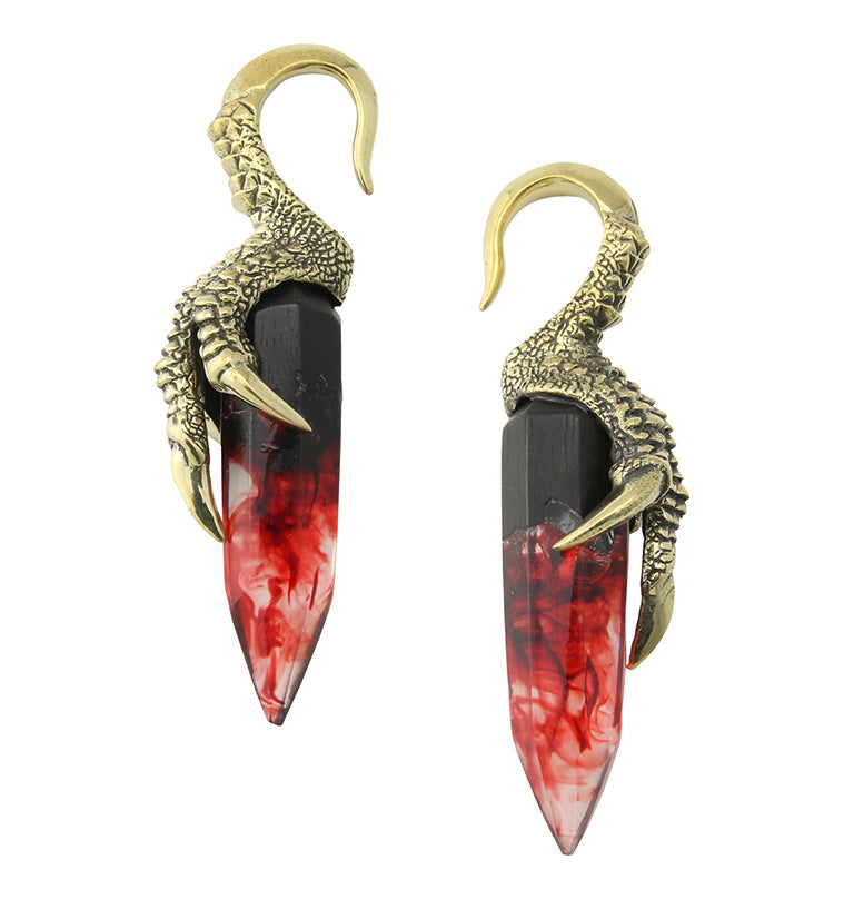 Red Resin Talon Brass Ear Weights