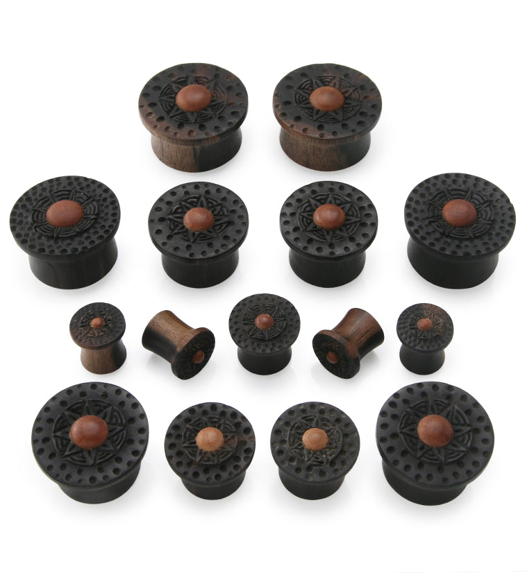 Red Sun Hammered Areng Wood Mayan Flare Plugs