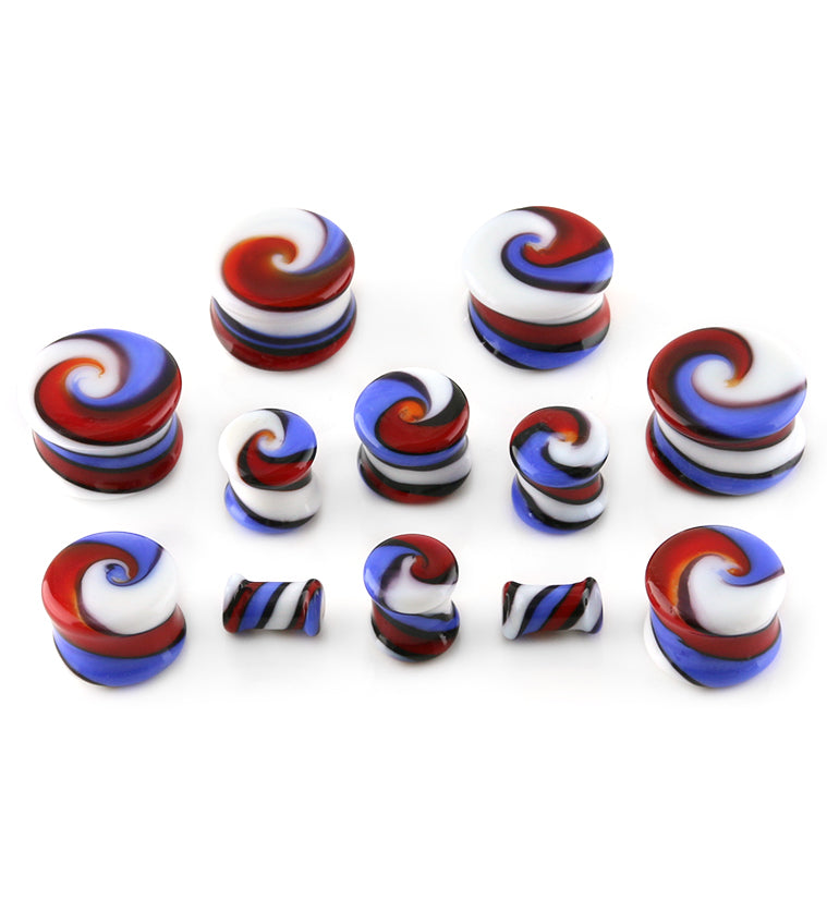 Blue & Red Swirl Design Plugs
