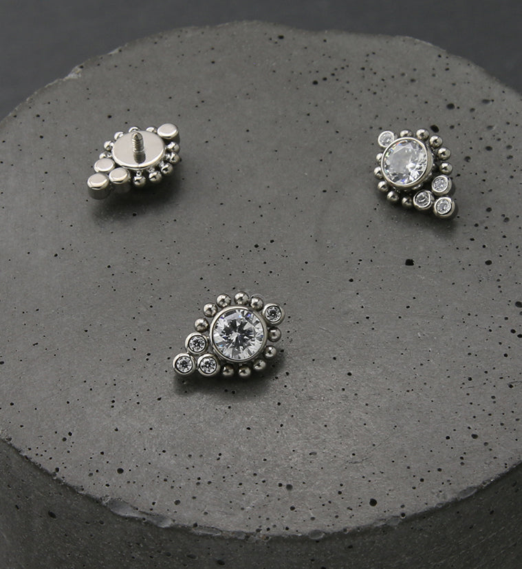 Regal Clear CZ Titanium Internally Threaded Top