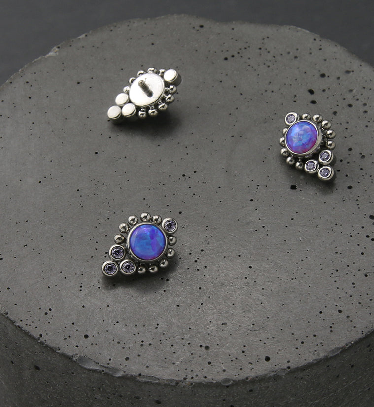Regal Purple Opalite Purple CZ Titanium Internally Threaded Top