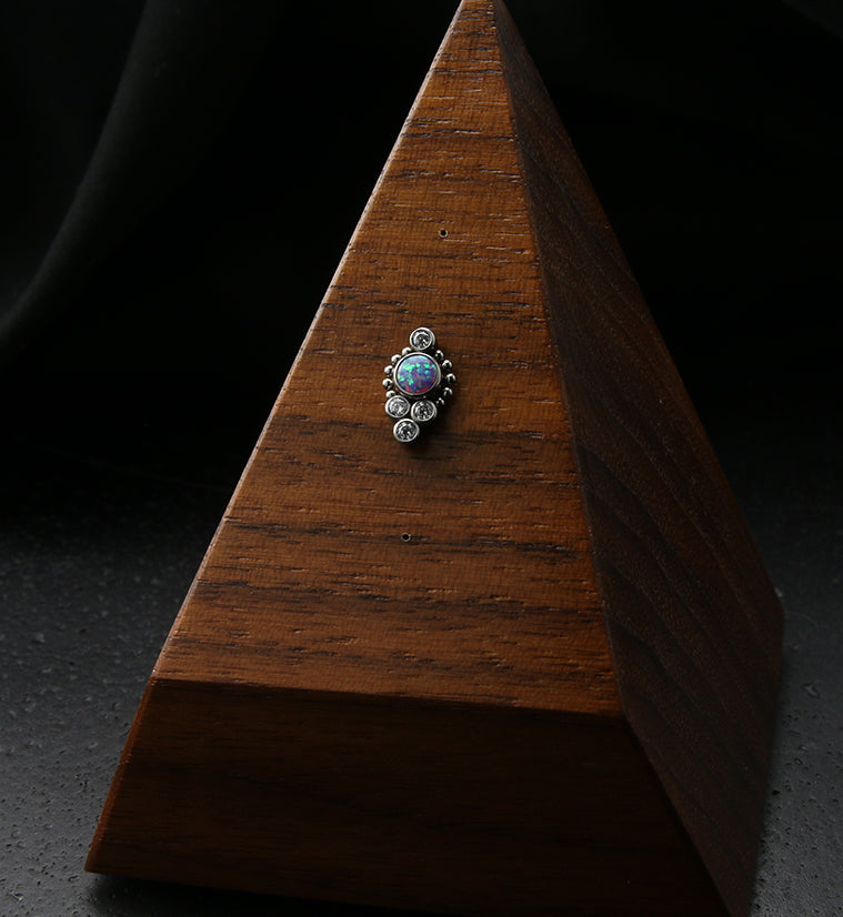 Regal Purple Opalite Clear CZ Titanium Threadless Top