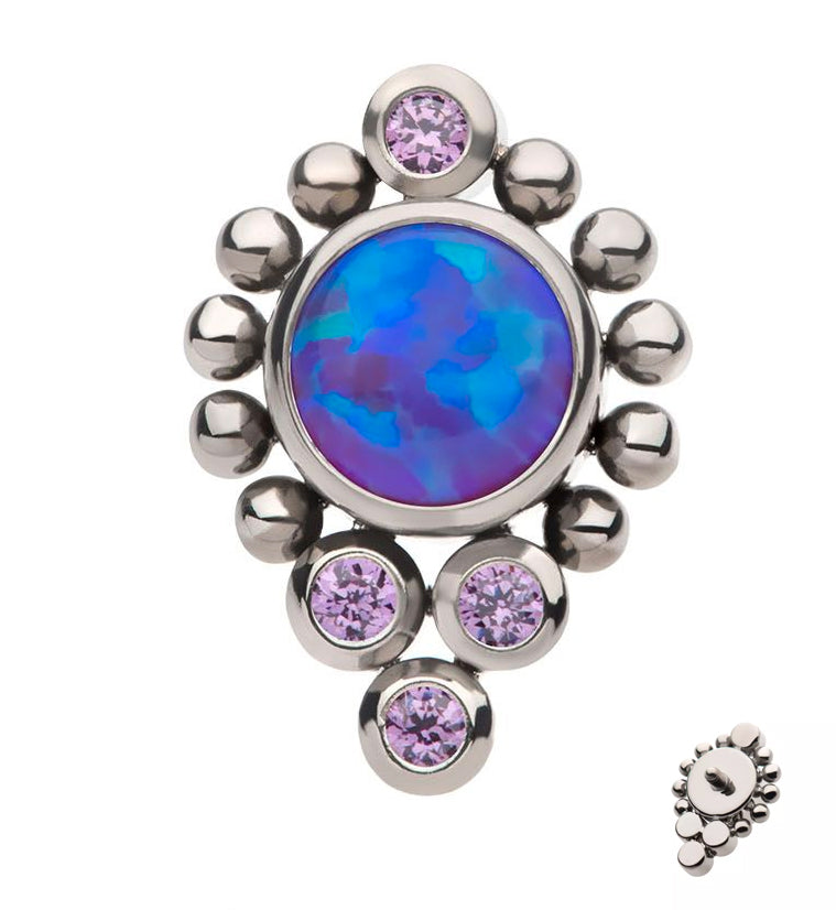 Regal Purple Opalite Purple CZ Titanium Internally Threaded Top