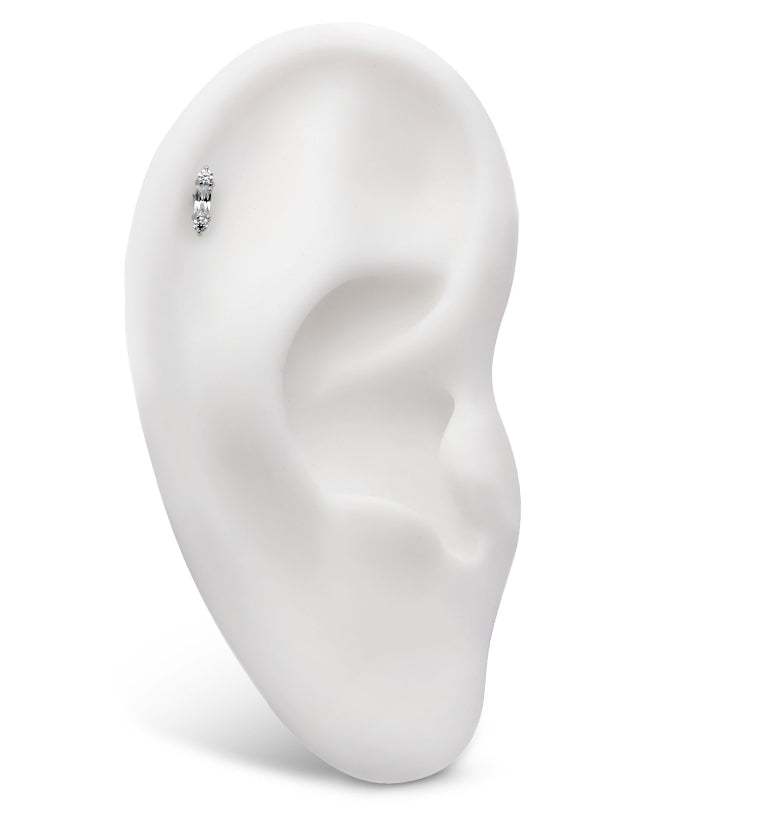 Reign Clear CZ Stainless Steel Internally Threaded Labret