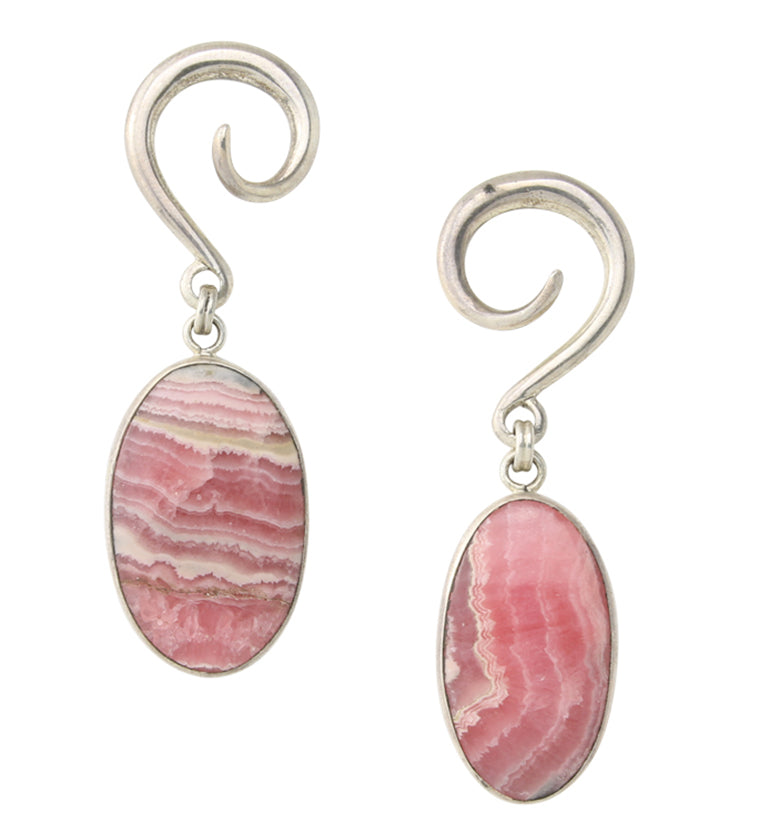 Rhodochrosite Stone Oval Ear Weights Version 1