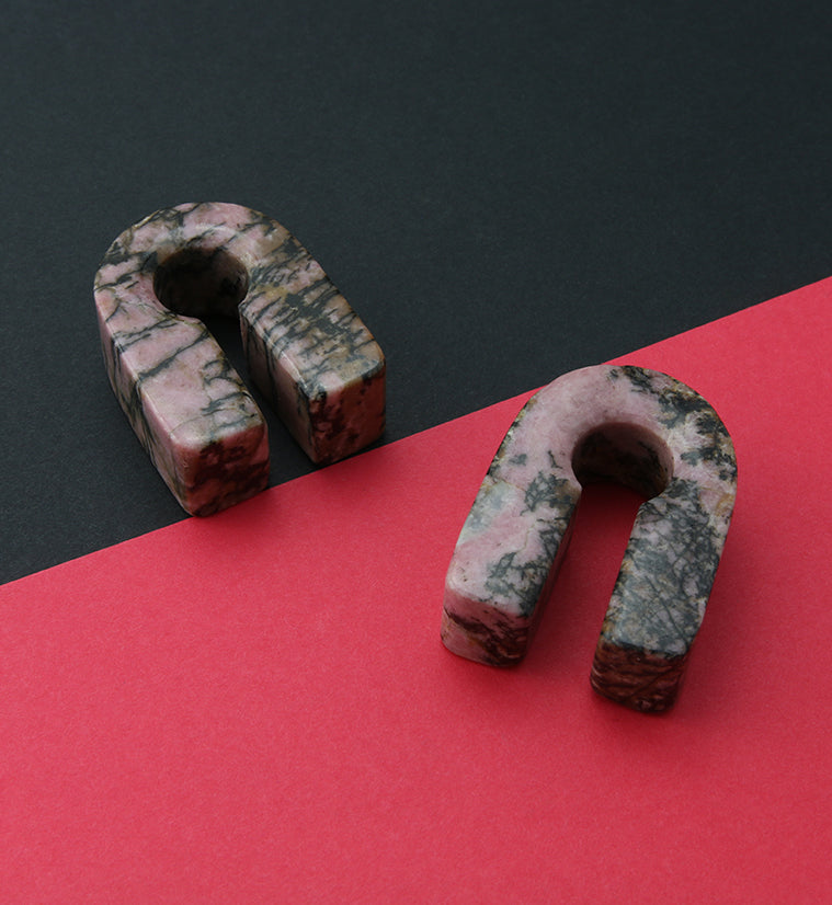 Rhodonite Stone Key Square Ear Weights