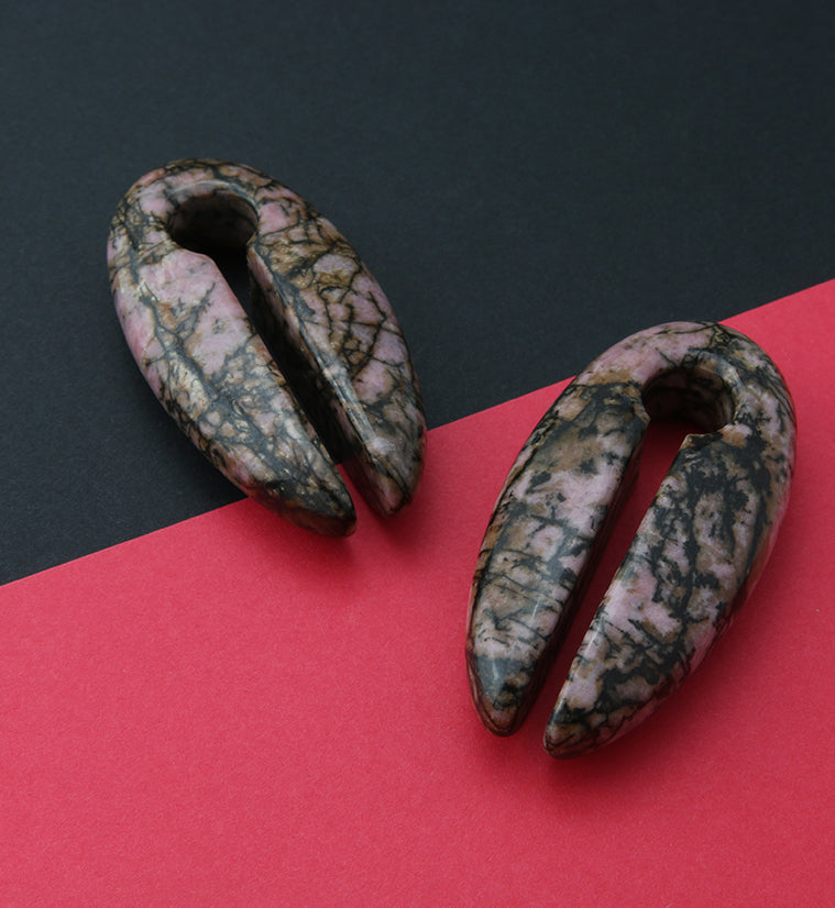 Rhodonite Stone Keyhole Ear Weights