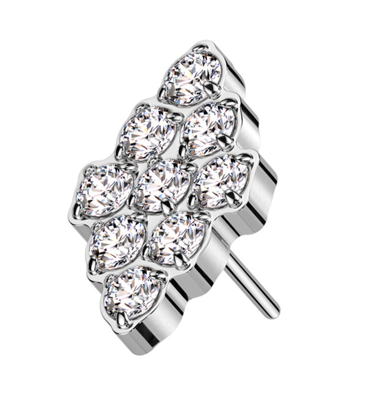 Rhombus Clear CZ Threadless Titanium Top