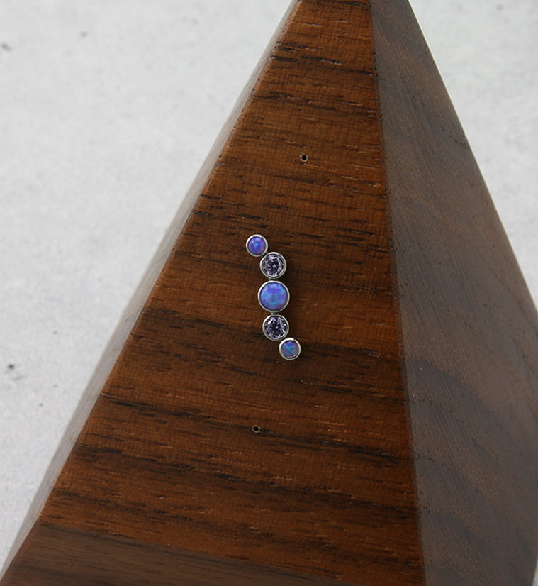 Ripple Amethyst CZ and Purple Opalite Threadless Titanium Top