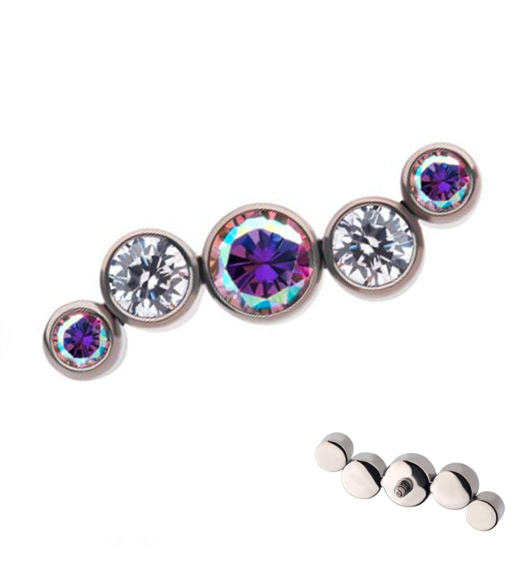 Ripple Rainbow Aurora CZ Internally Threaded Titanium Top