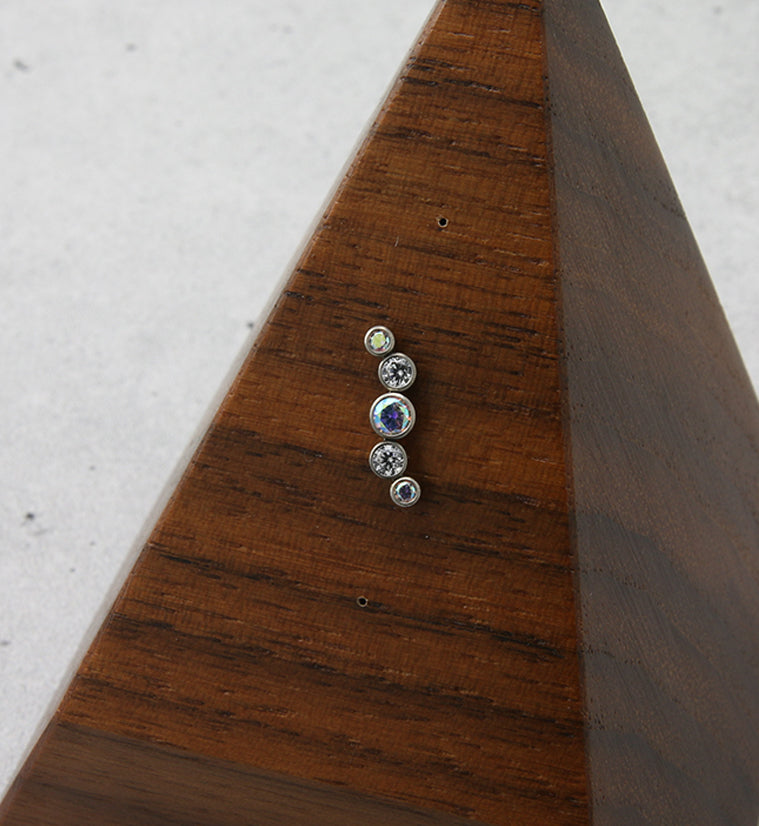 Ripple Rainbow Aurora CZ Threadless Titanium Top