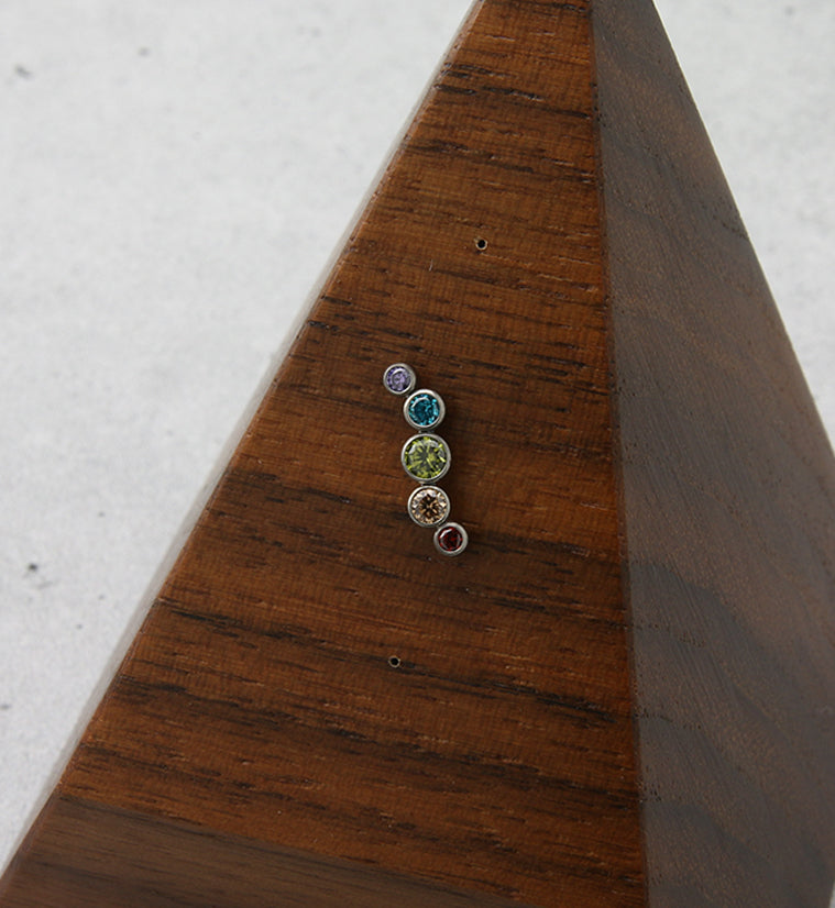 Ripple Rainbow CZ Threadless Titanium Top