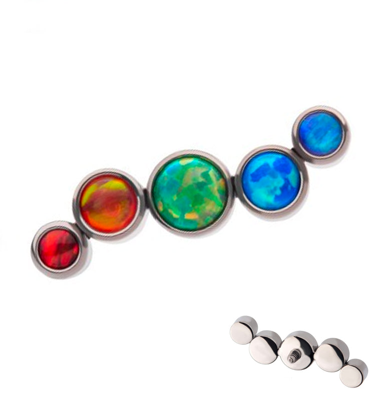Ripple Rainbow Opalite Internally Threaded Titanium Top