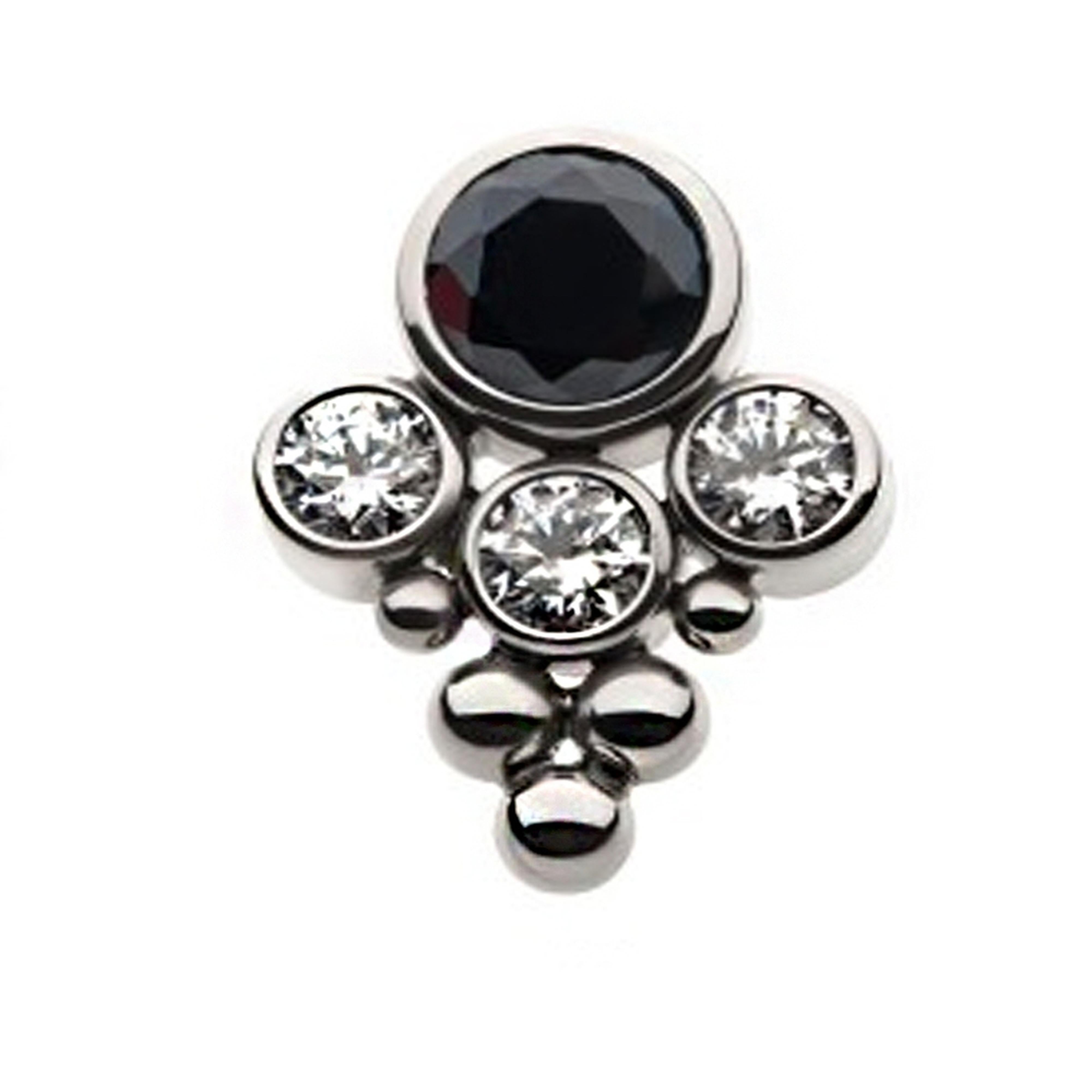 Rival Black & Clear CZ Titanium Threadless Top