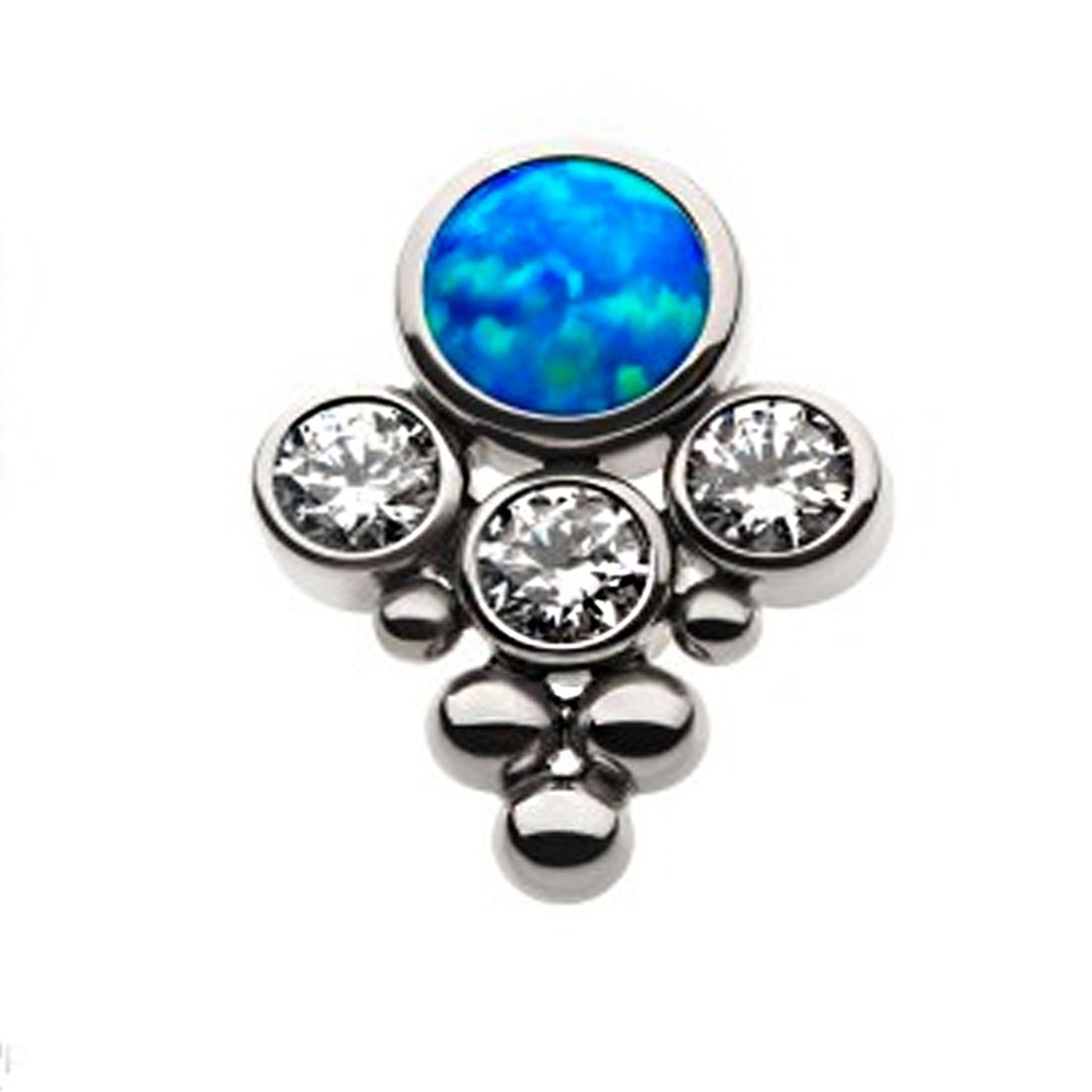 Rival Blue Oplaite X Clear CZ Titanium Threadless Top