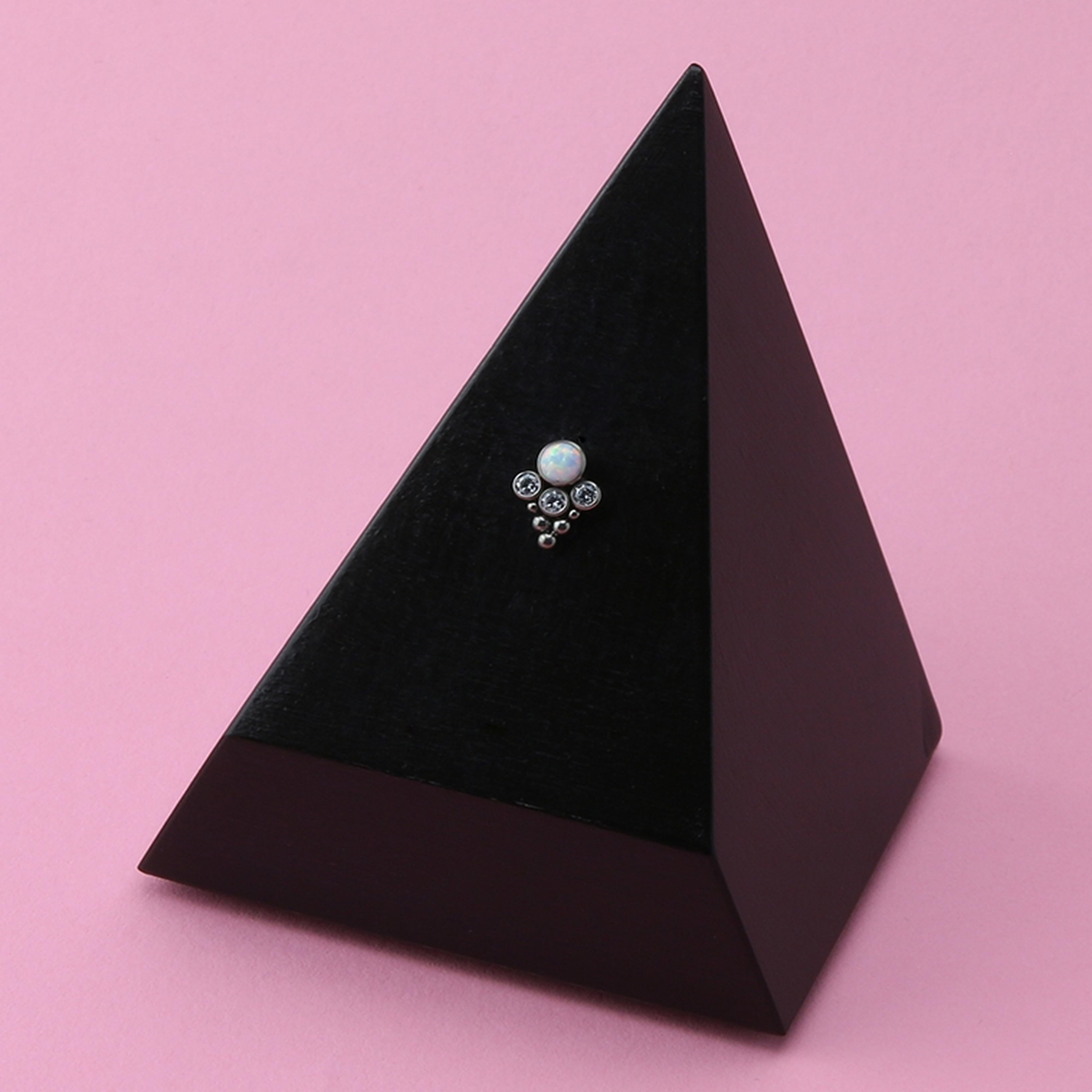 Rival White Oplaite X Clear CZ Titanium Threadless Top