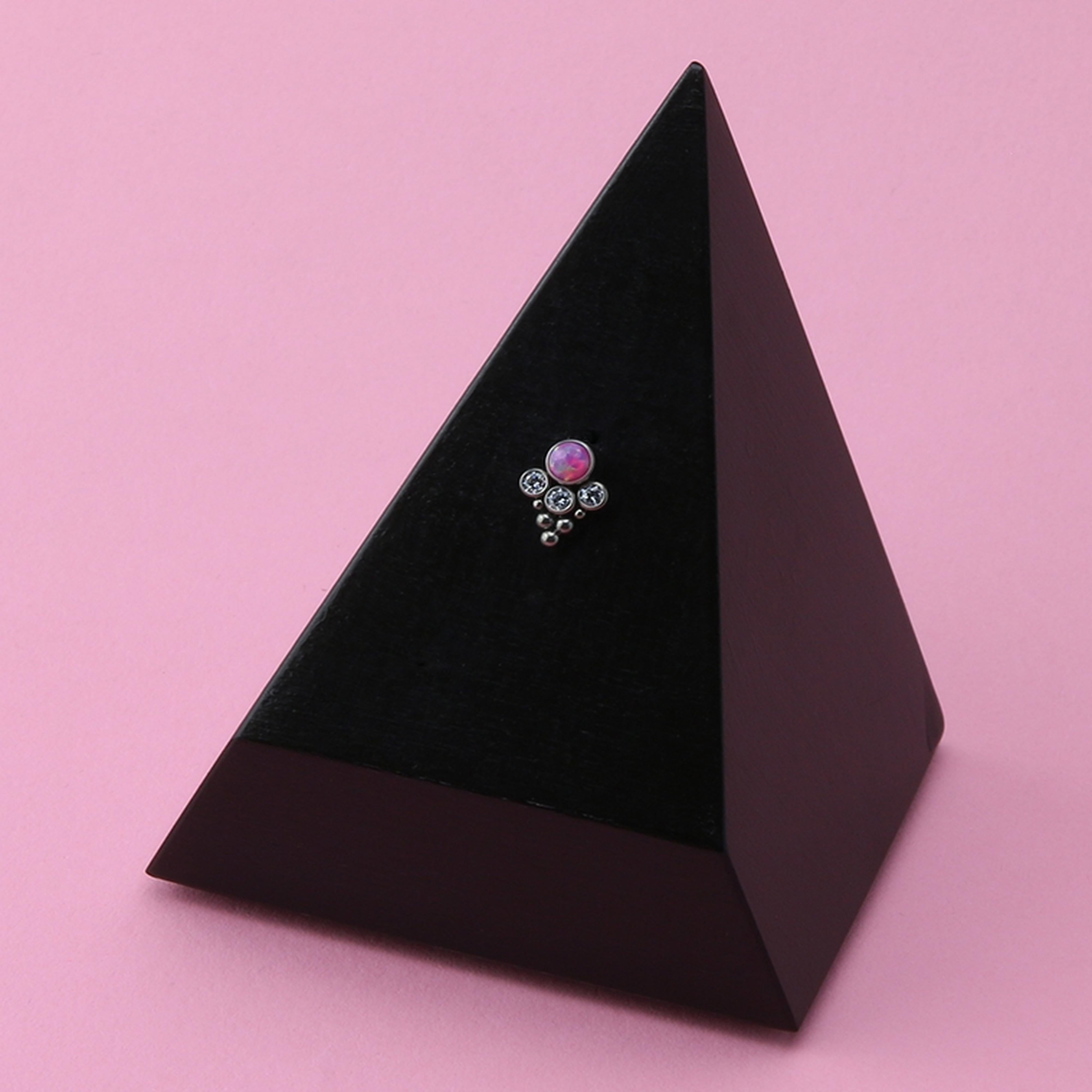 Rival Pink Opalite X Clear CZ Titanium Threadless Top