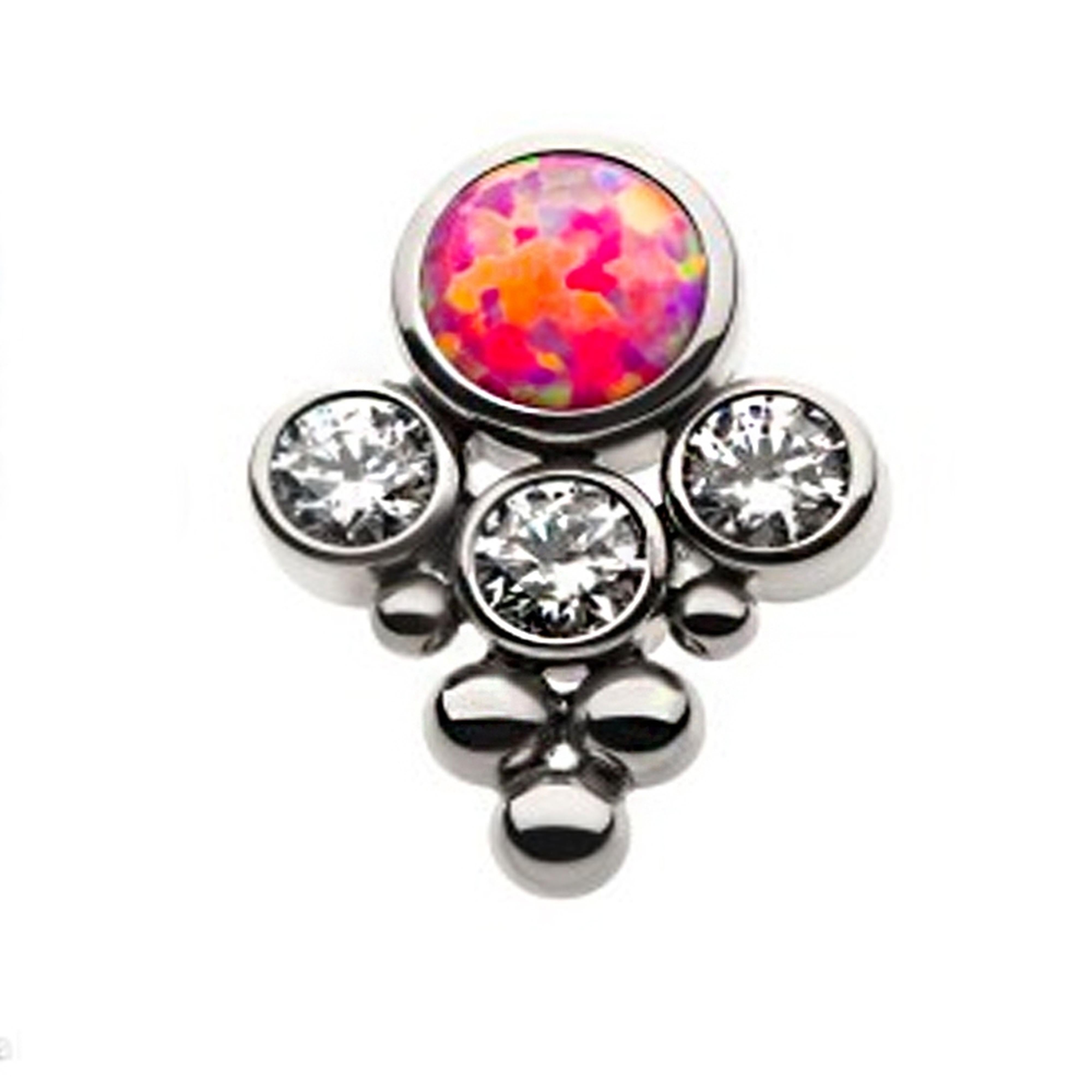 Rival Pink Opalite X Clear CZ Titanium Threadless Top