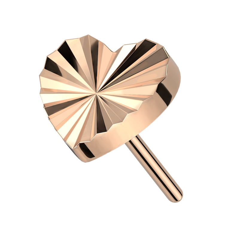 Rose Gold PVD Retro Heart Threadless Titanium Top