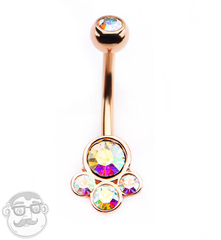 Cascade Rose Gold PVD Rainbow Aurora Belly Button Ring