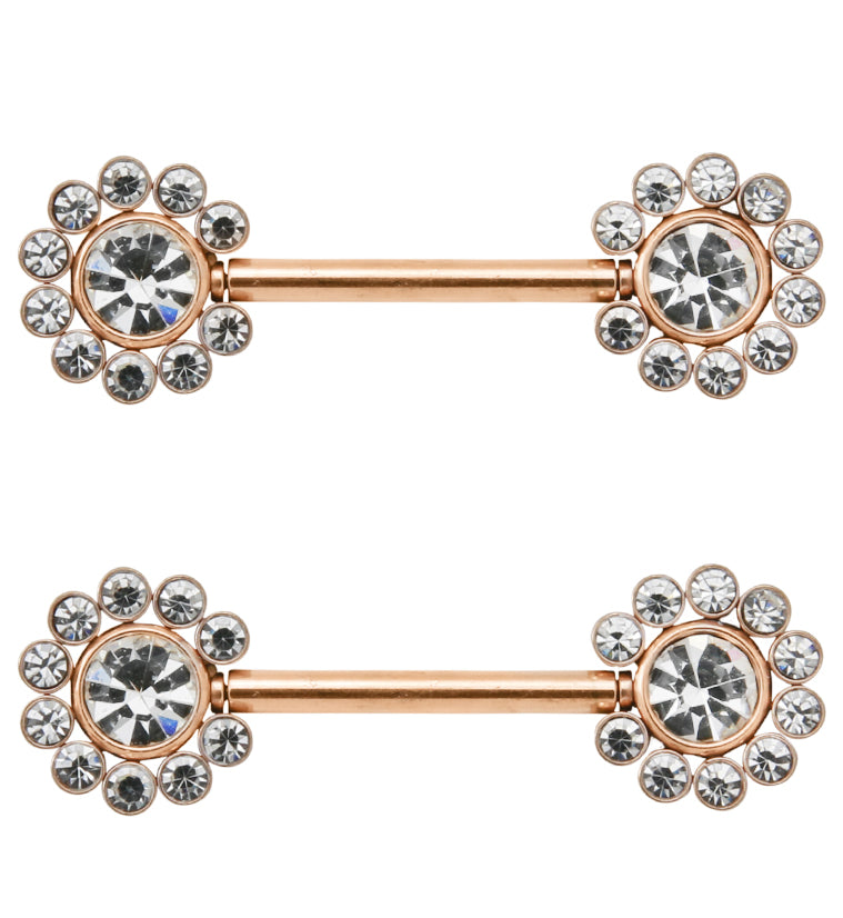 14G Rose PVD Cirque Threadless Nipple Ring Barbells