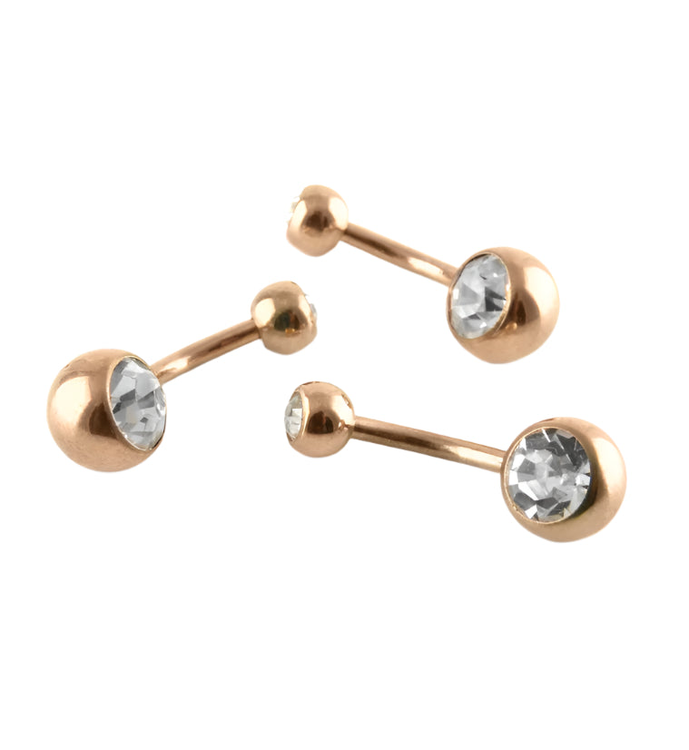Clear CZ PVD Rose Gold Belly Button Ring