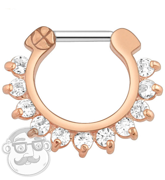 Rose Gold Pronged Septum Clicker Ring