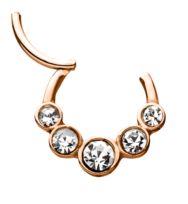 Rose Gold PVD Crew CZ Hinged Segment Ring