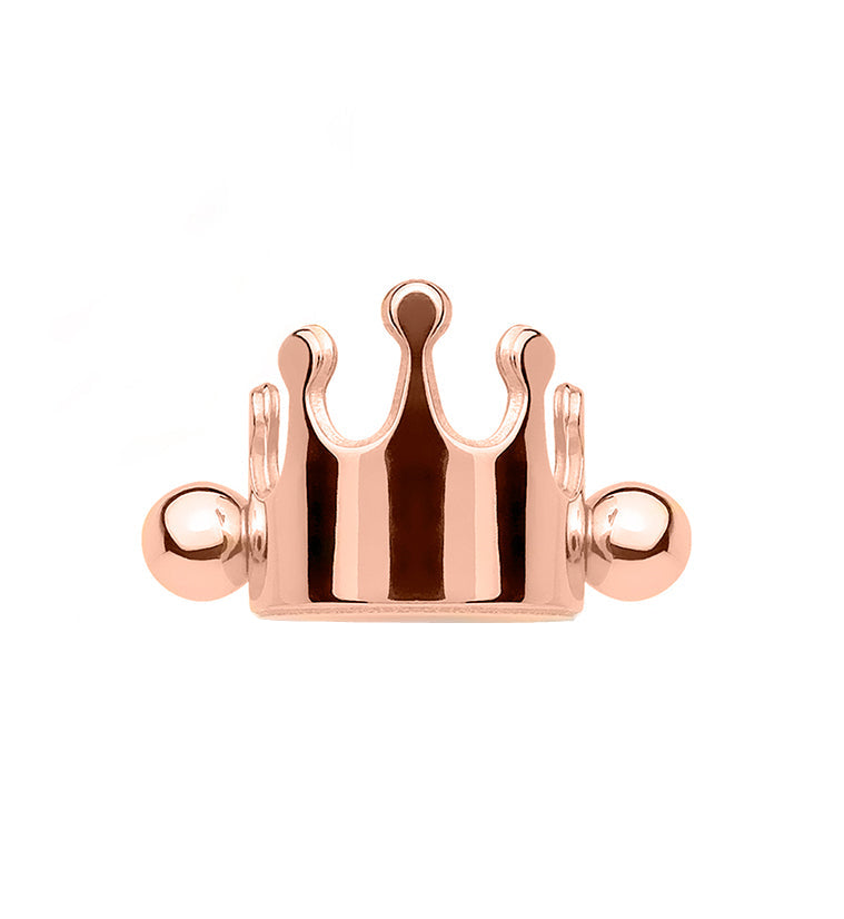 16G PVD Rose Gold Crown Helix / Cartilage Barbell
