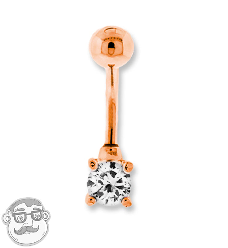 Clear Swarovski CZ PVD Rose Gold Bely Button Ring