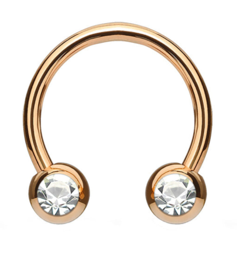 PVD Rose Gold CZ Circular Barbell