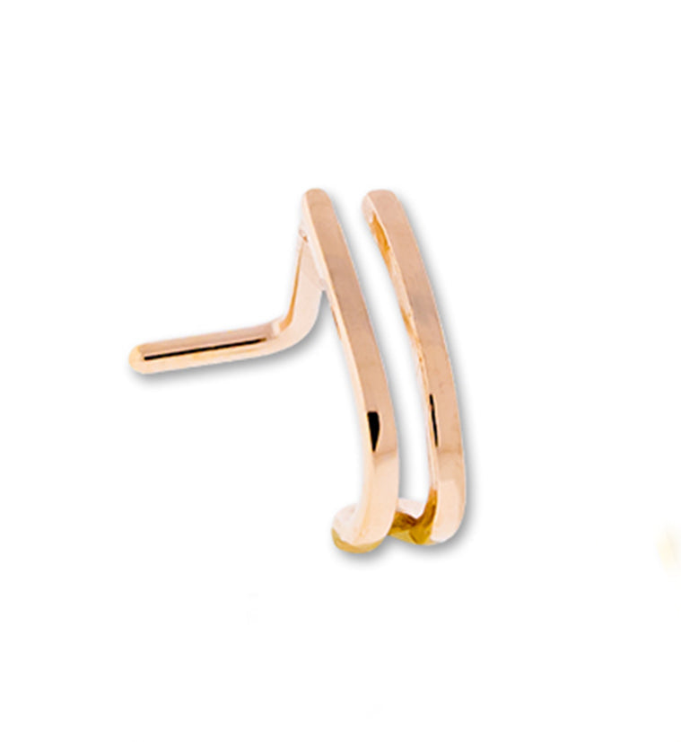 18G Rose Gold PVD Double Line Nose Curve Ring