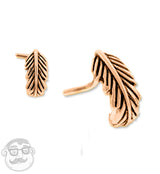 18G PVD Rose Gold Feather Nose Curve Ring