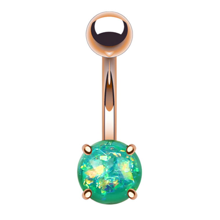 Simple Purple Opalite Rose Gold Stainless Steel Belly Button Ring