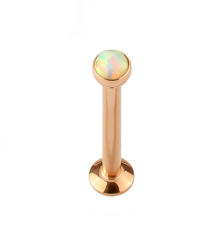 16G PVD Rose Gold Opalite Flat Back Internally Threaded Post
