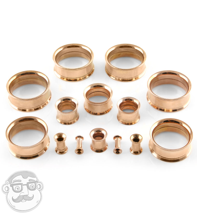 Rose Gold Internally Threaded Tunnel Plugs