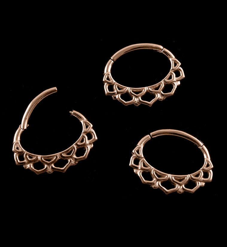16G Rose Gold PVD Hanging Lotus Septum Clicker