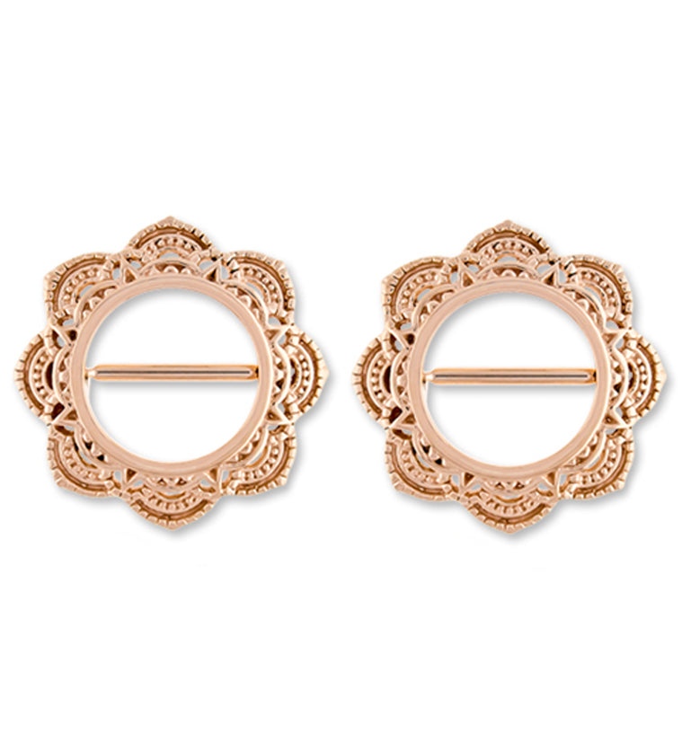 14G Mandala Rose Gold PVD Stainless Steel Nipple Clicker Ring