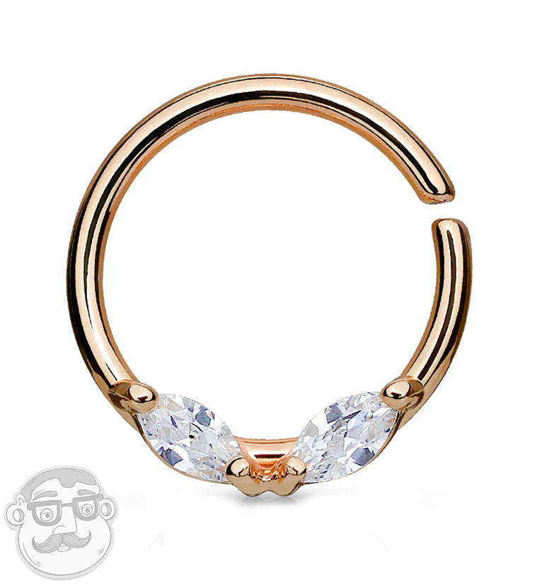 16G PVD Rose Gold Chichi CZ Steel Septum Ring