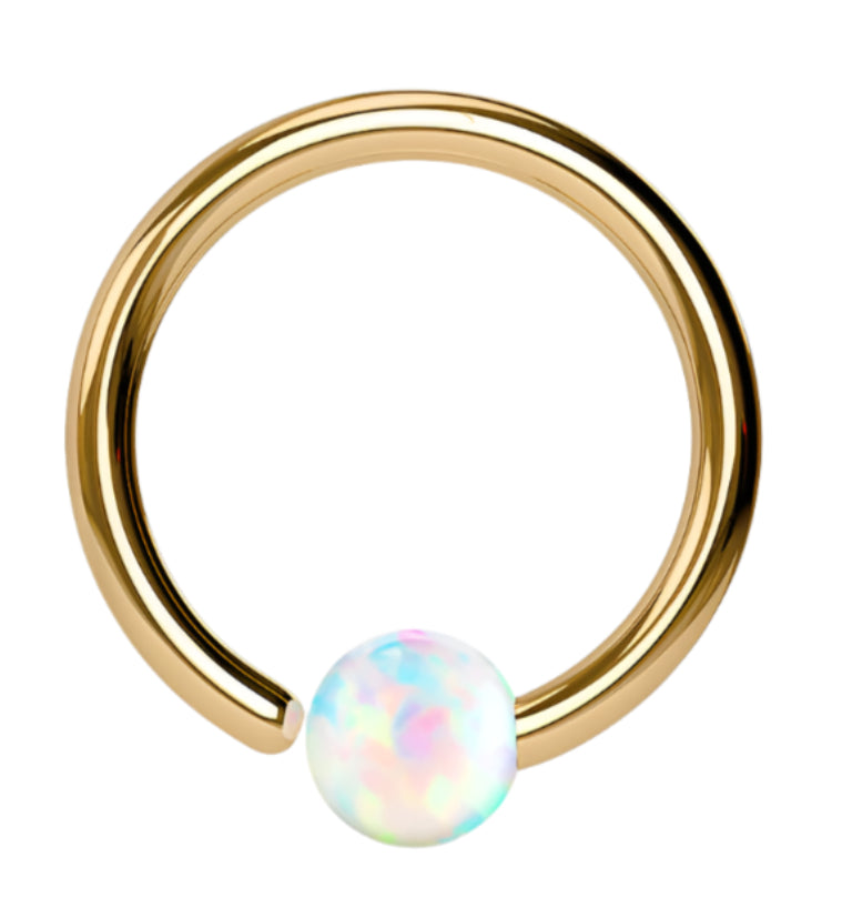 Rose Gold PVD Opalite Fixed Captive Ring