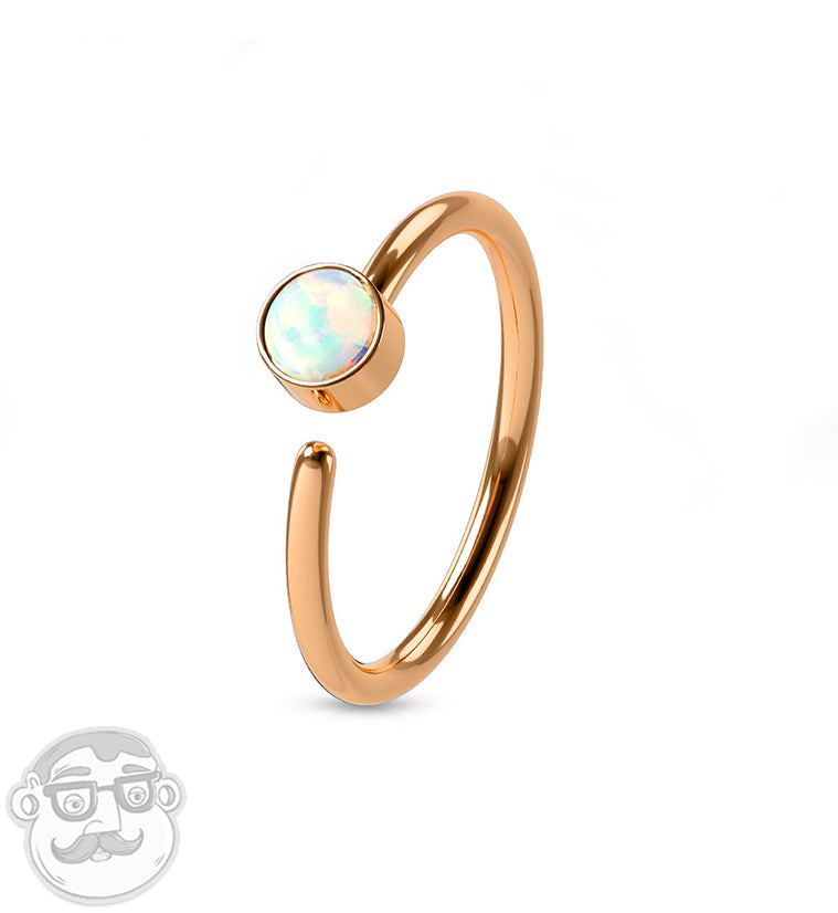 20G Rose Gold PVD Opalite Top Hoop Ring